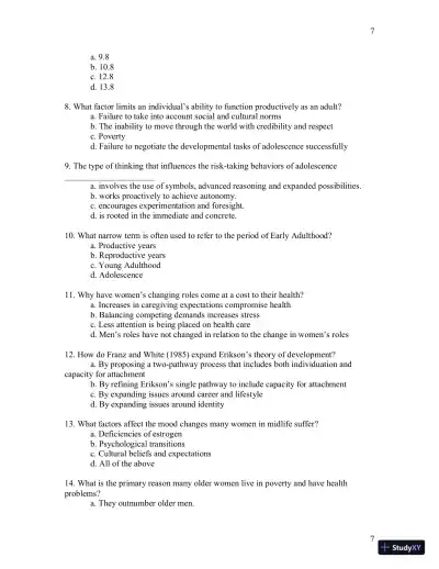 Test Bank For Womens Gynecologic Health, 3rd Edition - Page 8 preview image