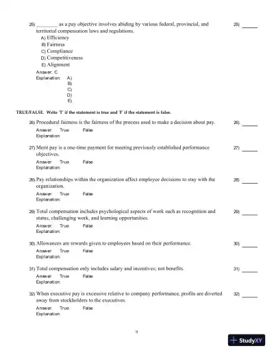 Compensation, Fifth Canadian Edition Test Bank - Page 10 preview image