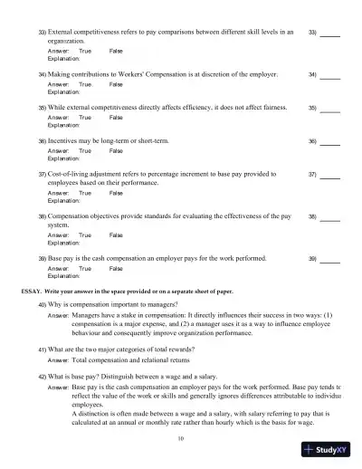 Compensation, Fifth Canadian Edition Test Bank - Page 11 preview image