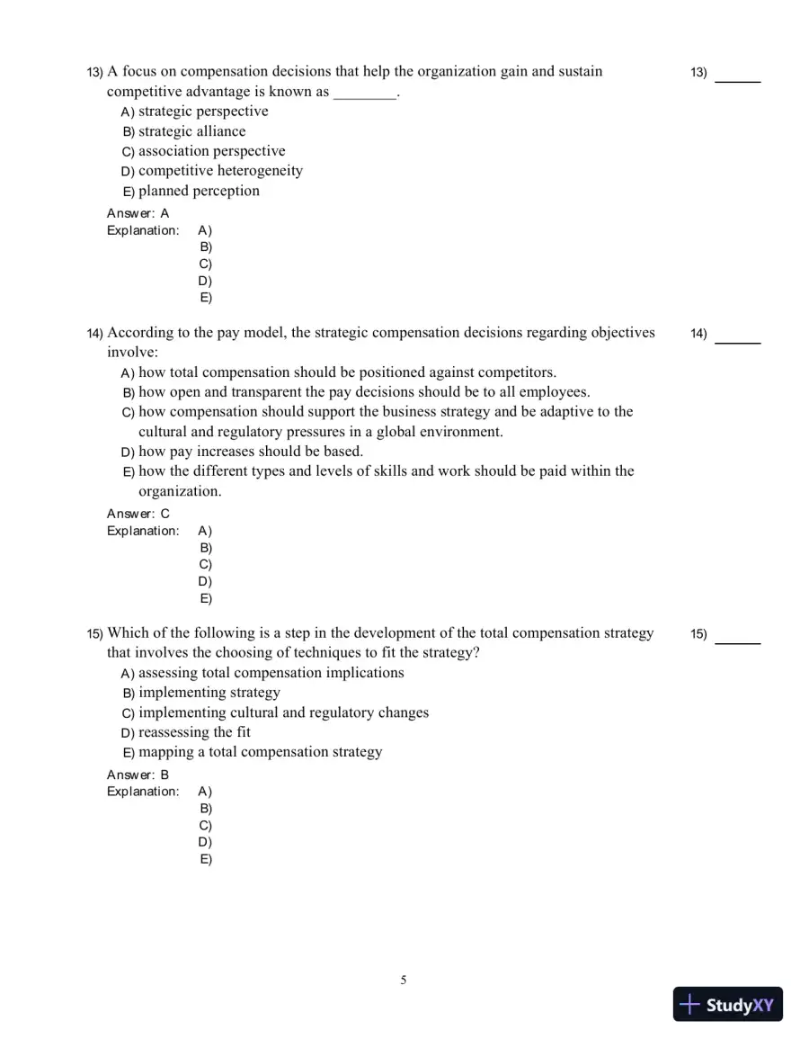 Compensation, Fifth Canadian Edition Test Bank, page 19