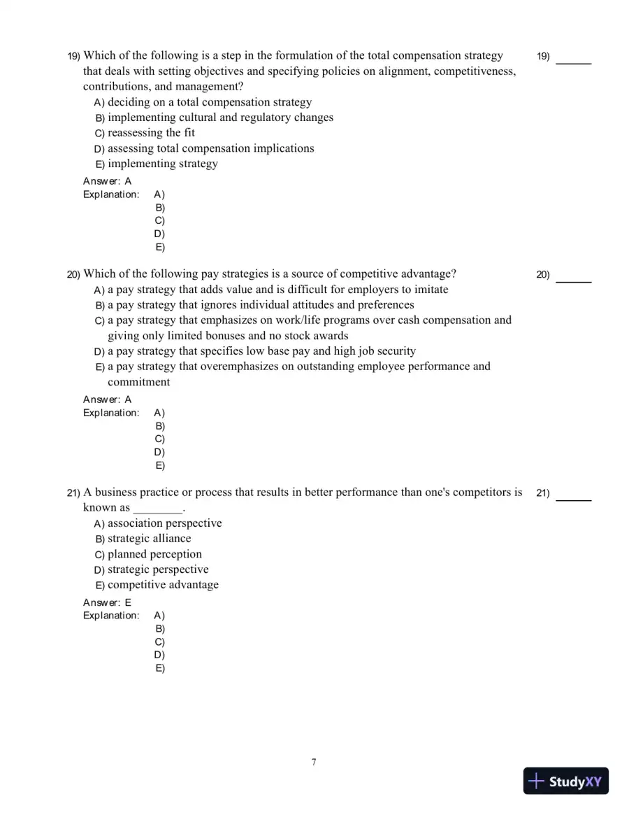 Compensation, Fifth Canadian Edition Test Bank, page 21