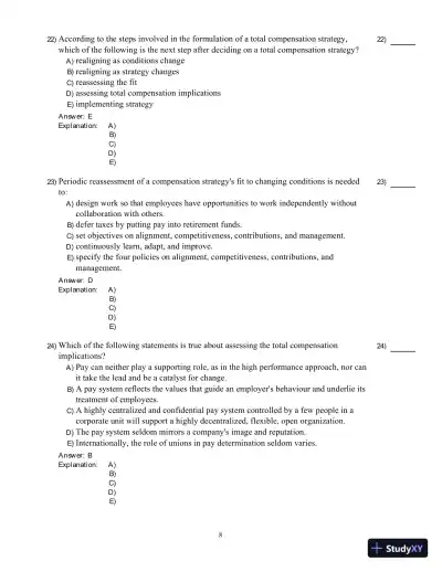 Compensation, Fifth Canadian Edition Test Bank - Page 22 preview image