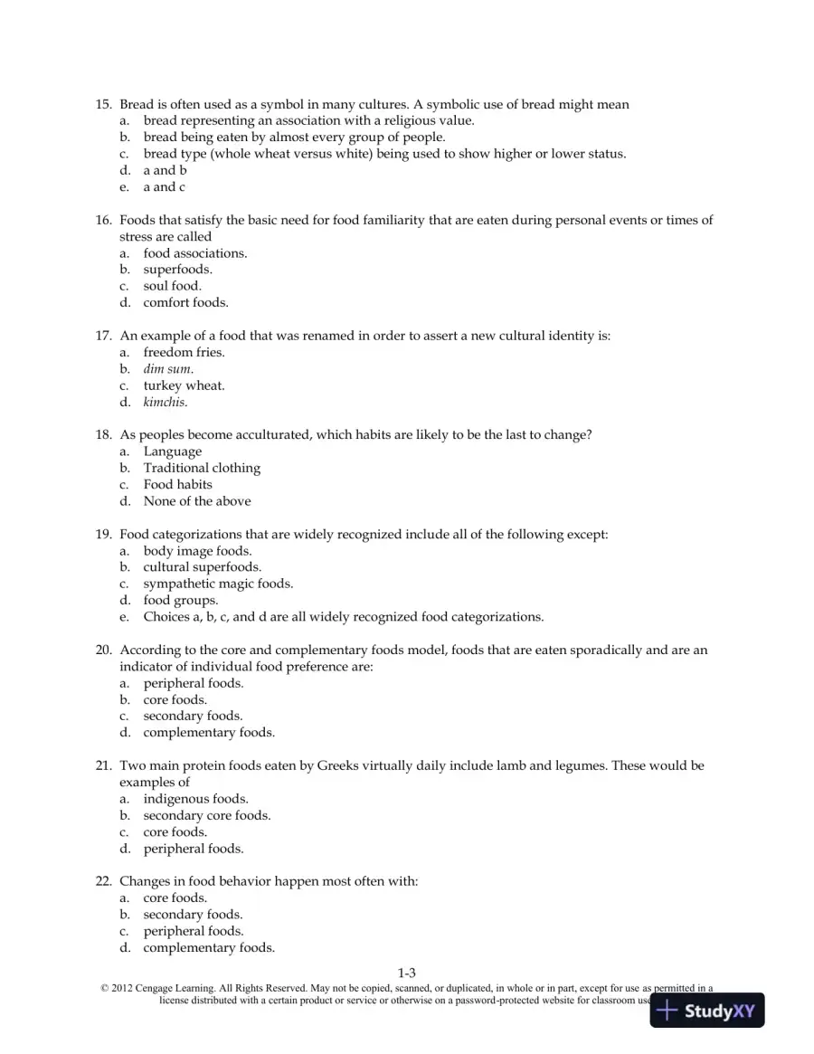 Food and Culture 6th Edition Test Bank, page 4