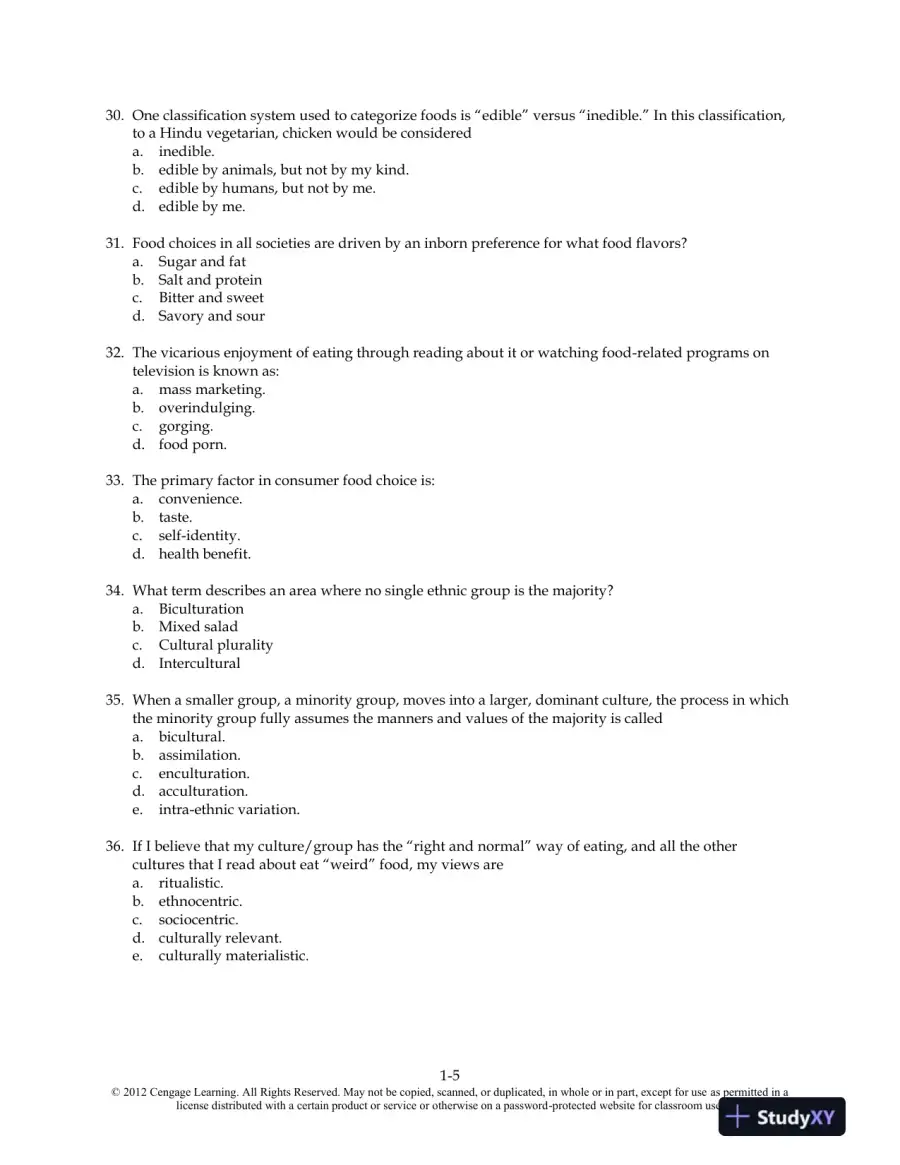 Food and Culture 6th Edition Test Bank, page 6