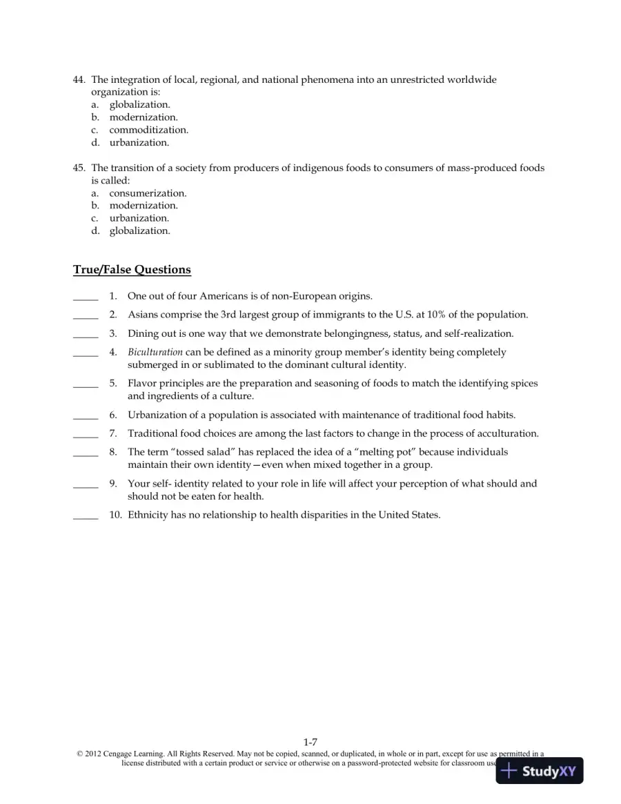 Food and Culture 6th Edition Test Bank, page 8