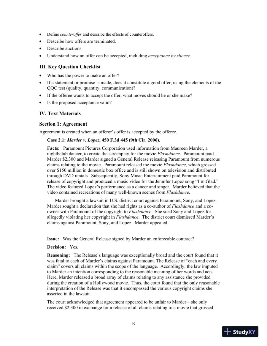 Test Bank for Contract Law for Paralegals: Traditional and e-Contracts, 3rd Edition, page 13