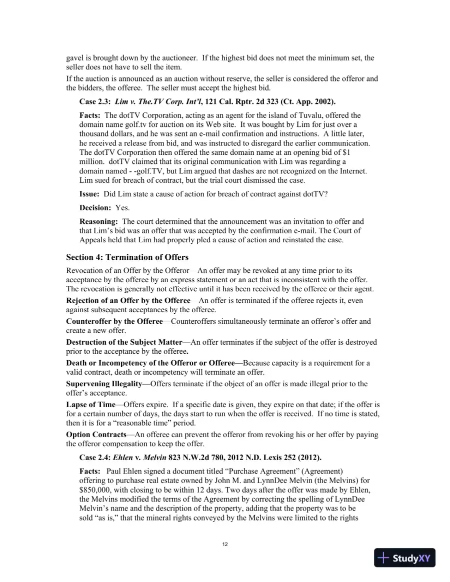 Test Bank for Contract Law for Paralegals: Traditional and e-Contracts, 3rd Edition, page 15