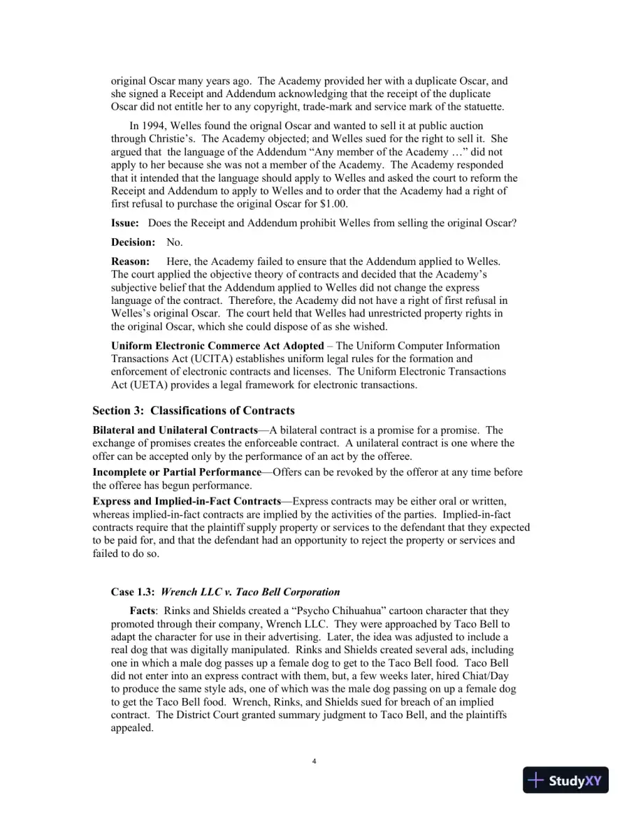 Test Bank for Contract Law for Paralegals: Traditional and e-Contracts, 3rd Edition, page 7