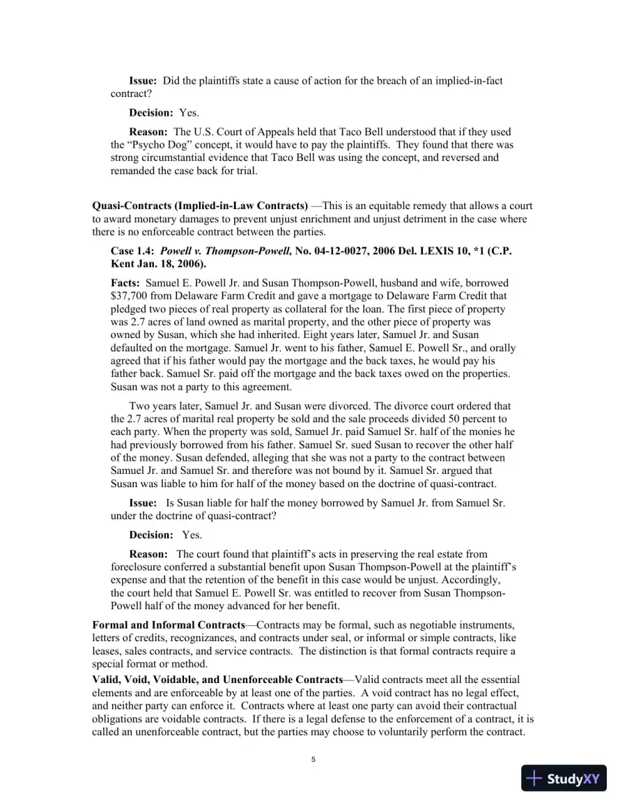 Test Bank for Contract Law for Paralegals: Traditional and e-Contracts, 3rd Edition, page 8