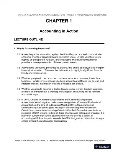 Lecture Notes for Principles of Financial Accounting, Canadian Edition - Page 1 preview image