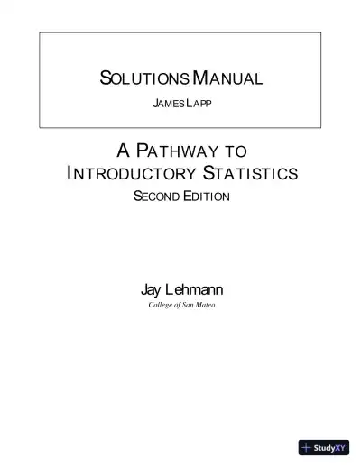 Solution Manual for A Pathway to Introductory Statistics, 2nd Edition - Page 1 preview image