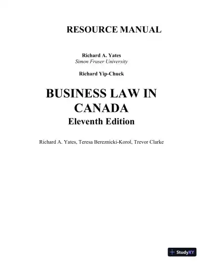 Solution Manual For Business Law in Canada, 11th Canadian Edition - Page 1 preview image