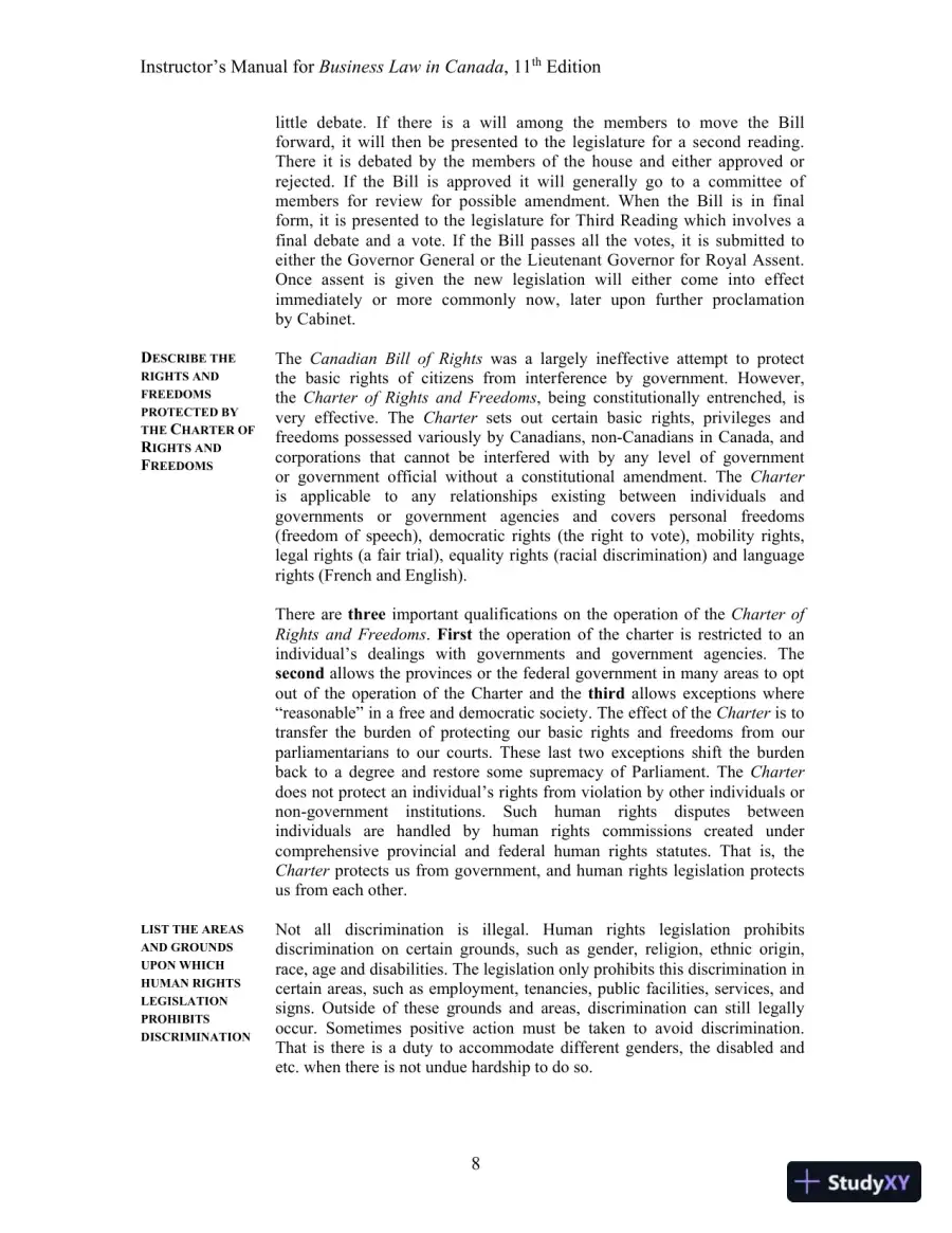 Solution Manual For Business Law in Canada, 11th Canadian Edition, page 11