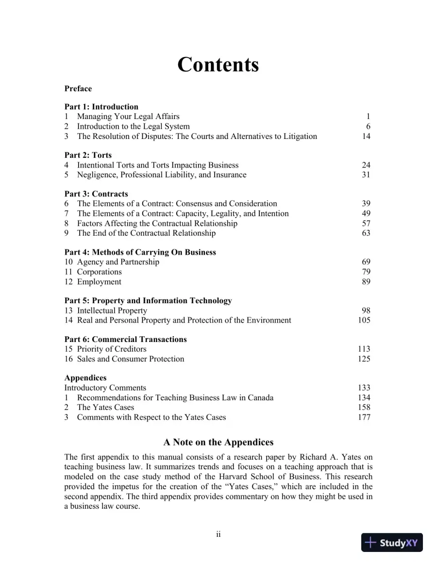 Solution Manual For Business Law in Canada, 11th Canadian Edition, page 3