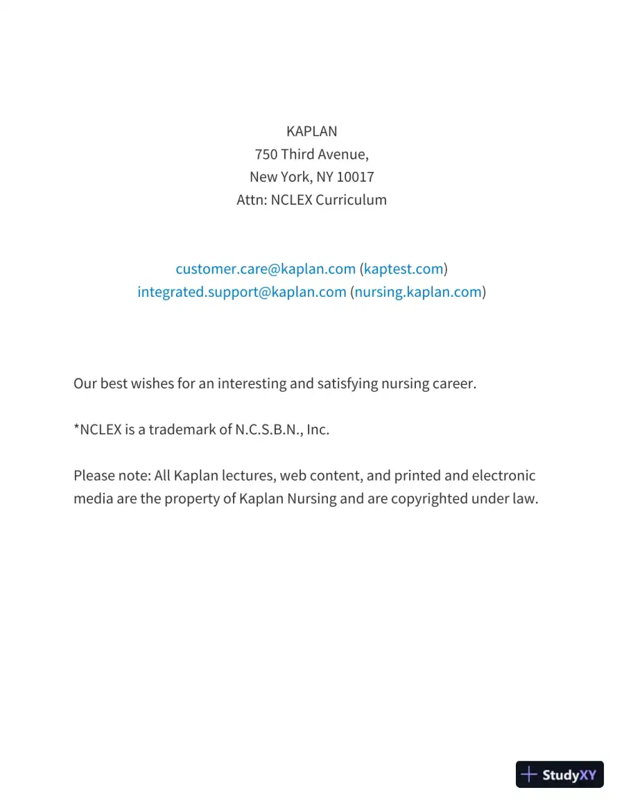 NCLEX-RN Content Review Guide: Preparation for the NCLEX-RN Examination (Kaplan Test Prep) (2020), page 10