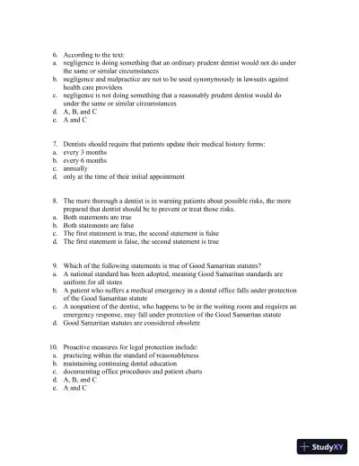 Medical Emergencies in the Dental Office 6th Edition Test Bank - Page 11 preview image