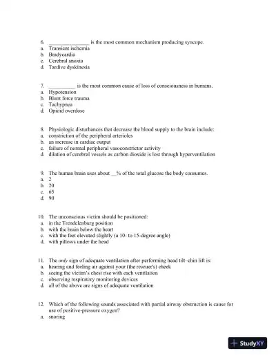 Medical Emergencies in the Dental Office 6th Edition Test Bank - Page 13 preview image
