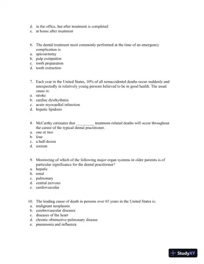 Medical Emergencies in the Dental Office 6th Edition Test Bank - Page 3 preview image