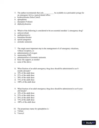 Medical Emergencies in the Dental Office 6th Edition Test Bank - Page 8 preview image