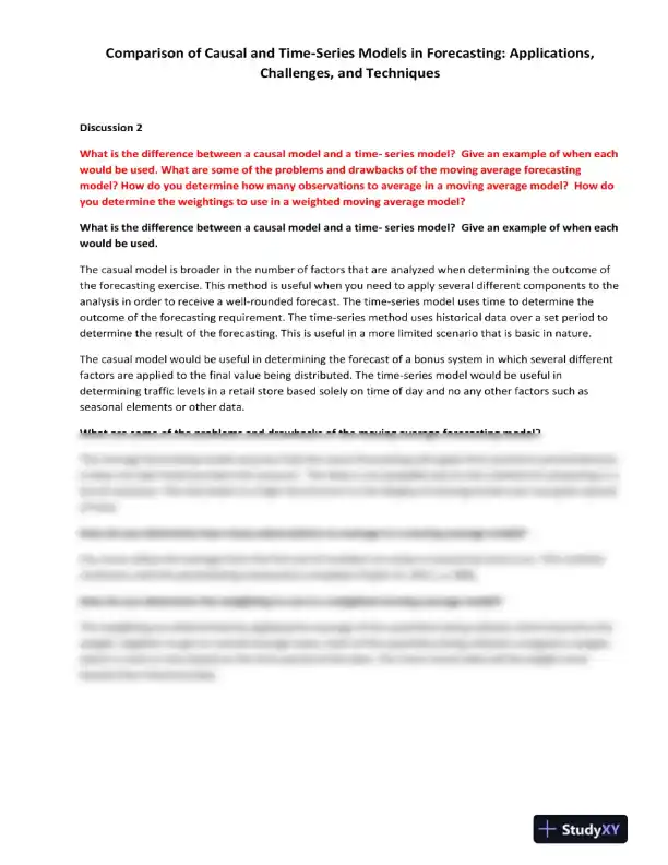Comparison of Causal and Time-Series Models in Forecasting: Applications, Challenges, and Techniques - Page 1 preview image