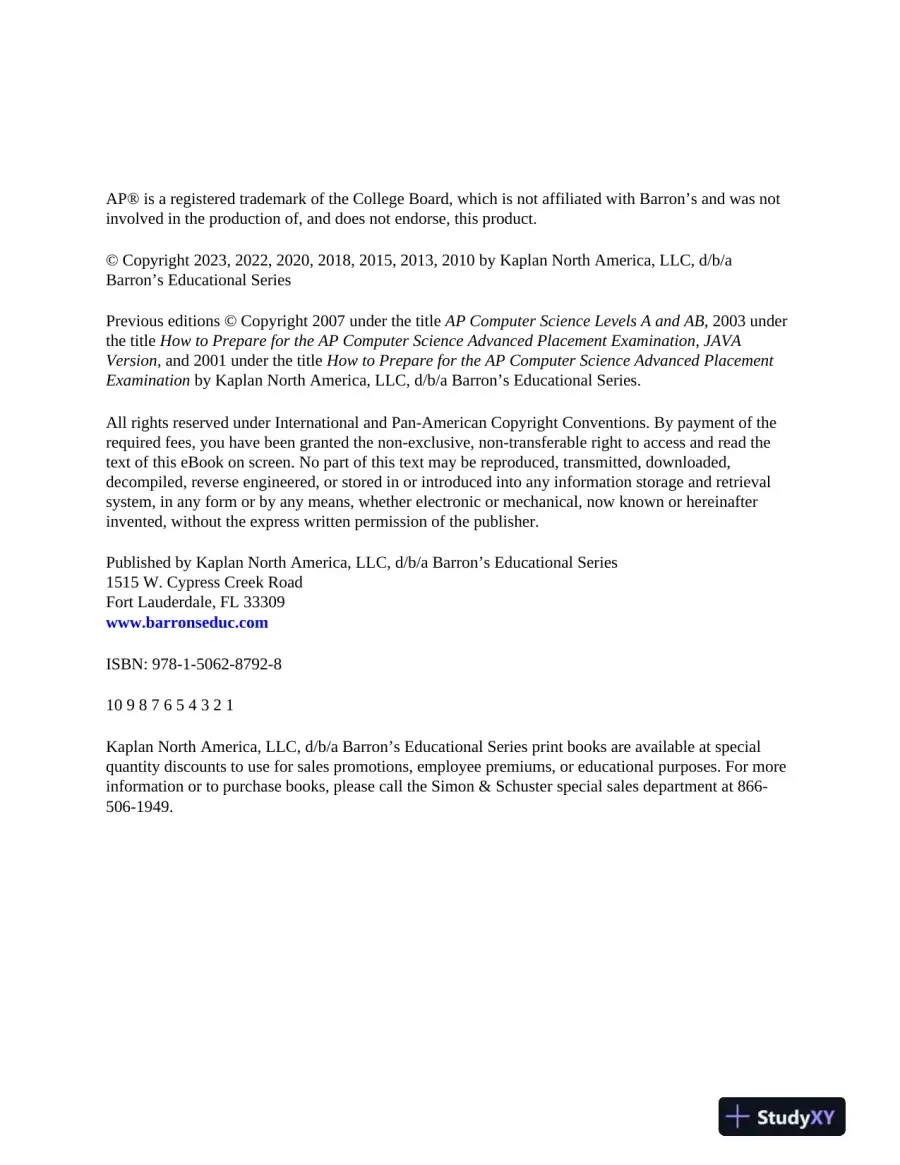 AP Computer Science A Premium, 2024: 6 Practice Tests + Comprehensive Review (2024), page 6