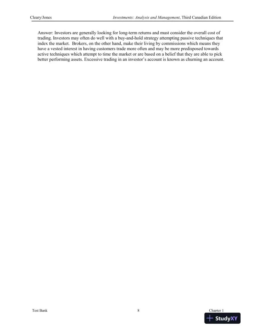 Investments : Analysis And Management, Third Canadian Edition Test Bank, page 9