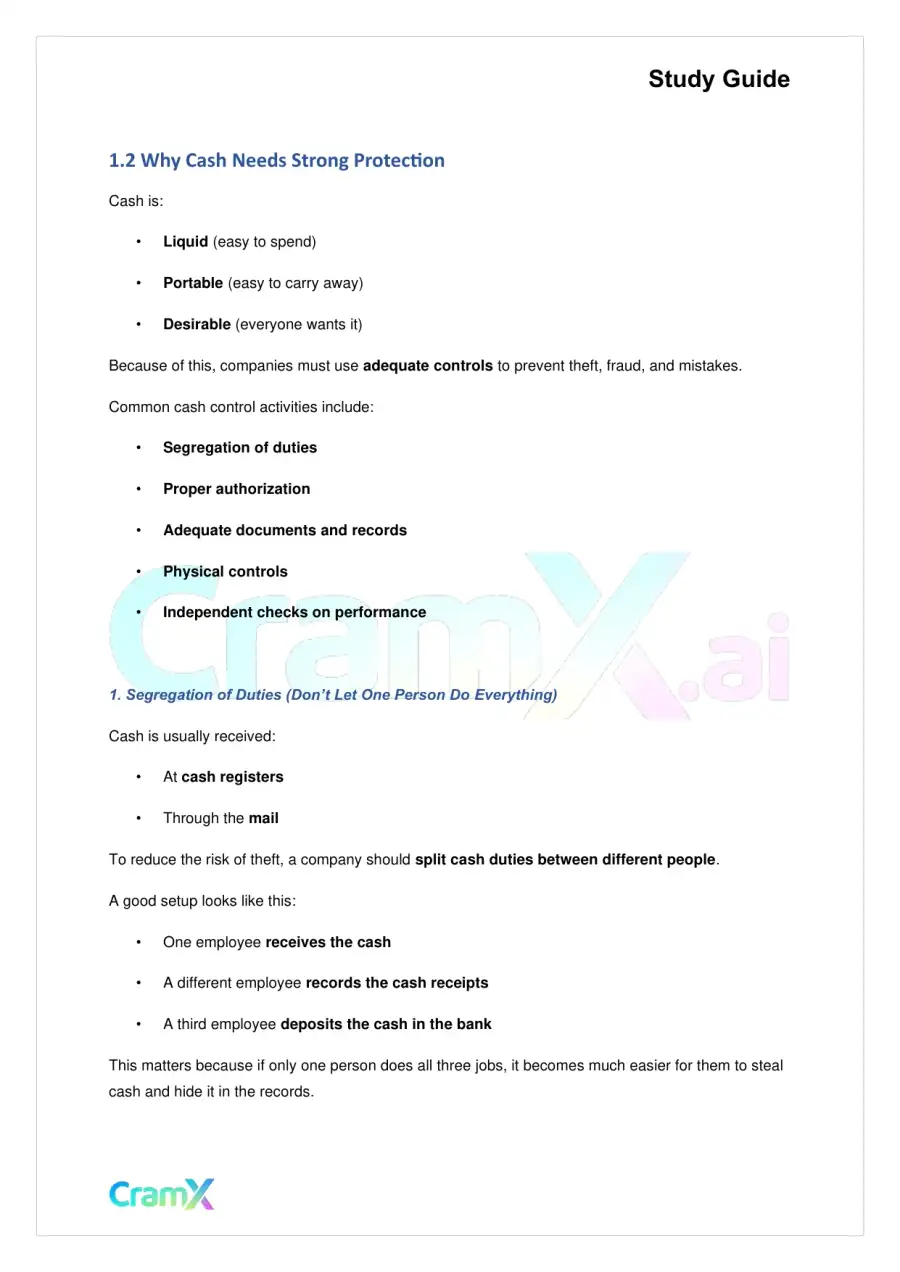 Accounting Principles I – Cash, page 2