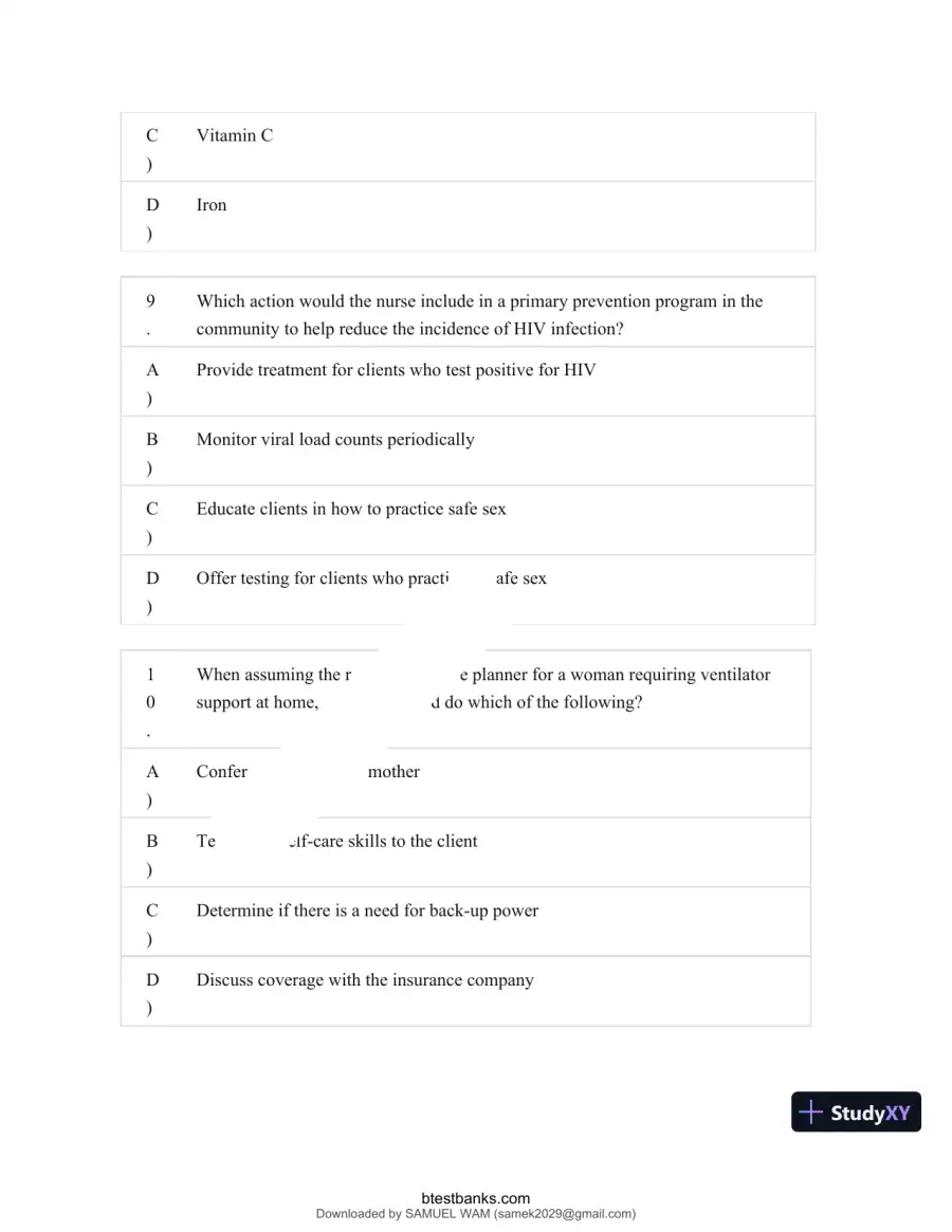 Test Bank for Maternity and Pediatric Nursing, 4th Edition (Chapters 1-51), page 16