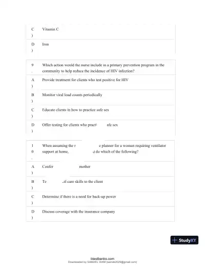 Test Bank for Maternity and Pediatric Nursing, 4th Edition (Chapters 1-51) - Page 16 preview image