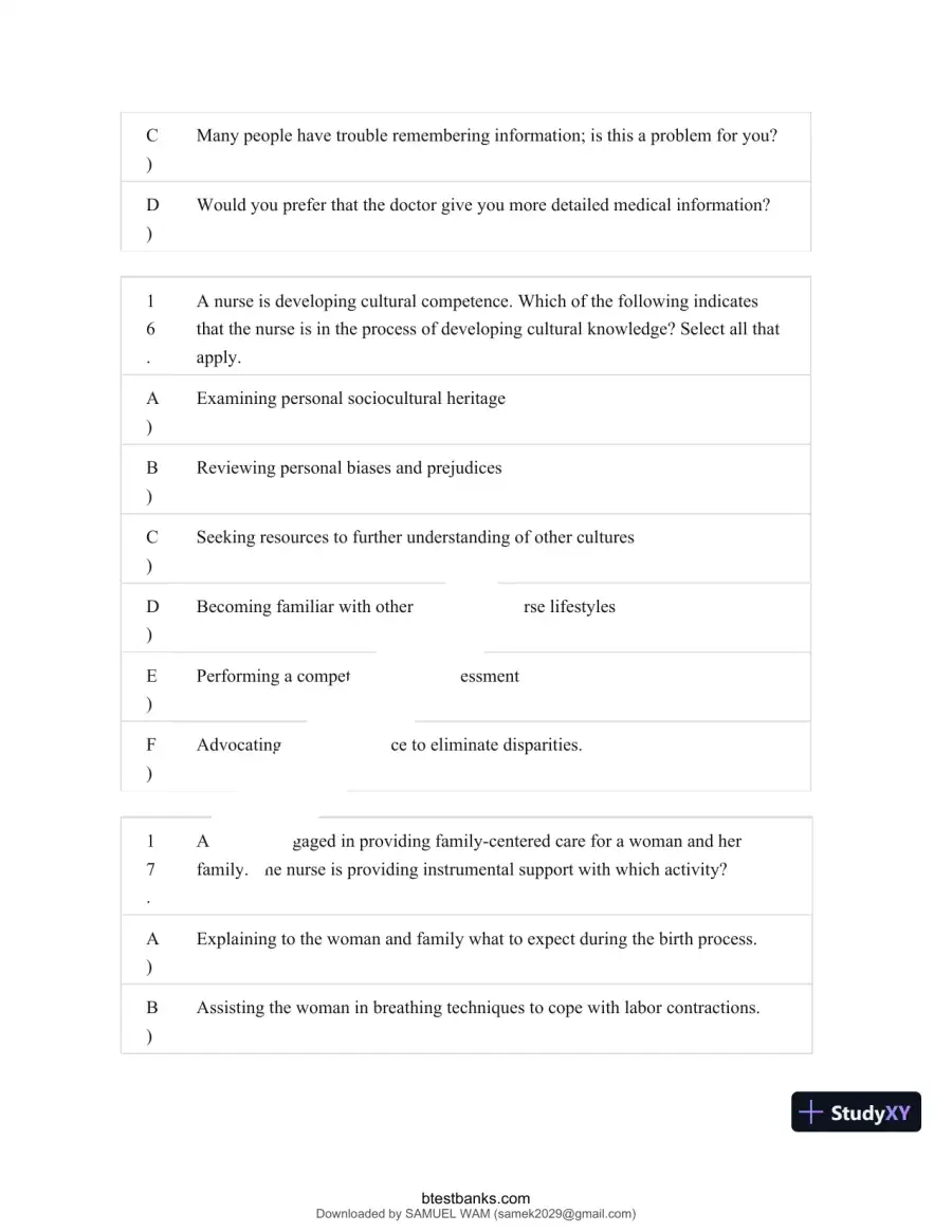 Test Bank for Maternity and Pediatric Nursing, 4th Edition (Chapters 1-51), page 19