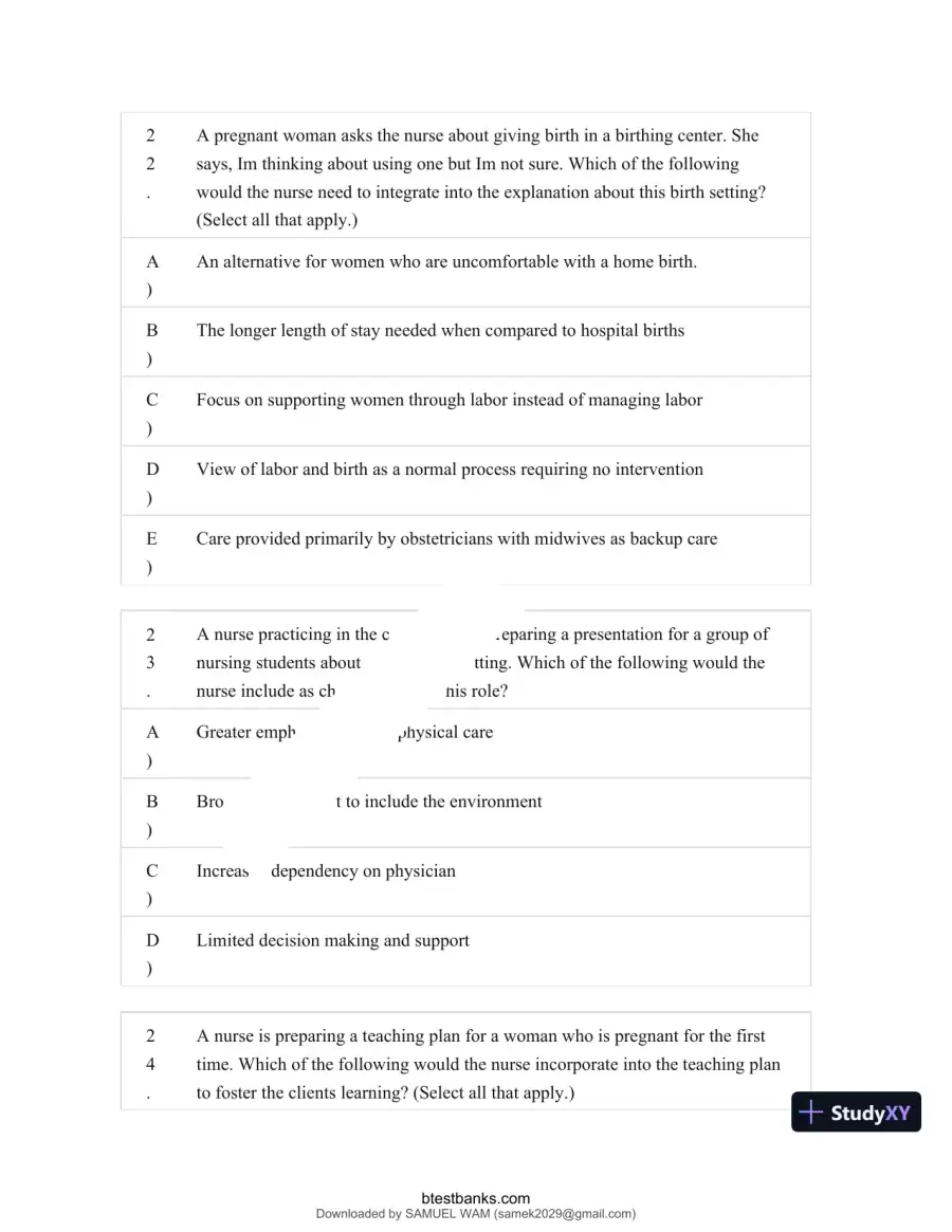 Test Bank for Maternity and Pediatric Nursing, 4th Edition (Chapters 1-51), page 22