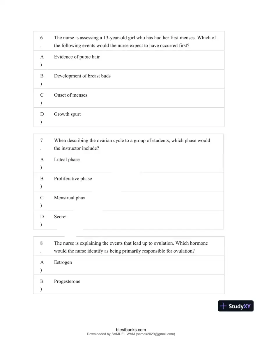 Test Bank for Maternity and Pediatric Nursing, 4th Edition (Chapters 1-51), page 27