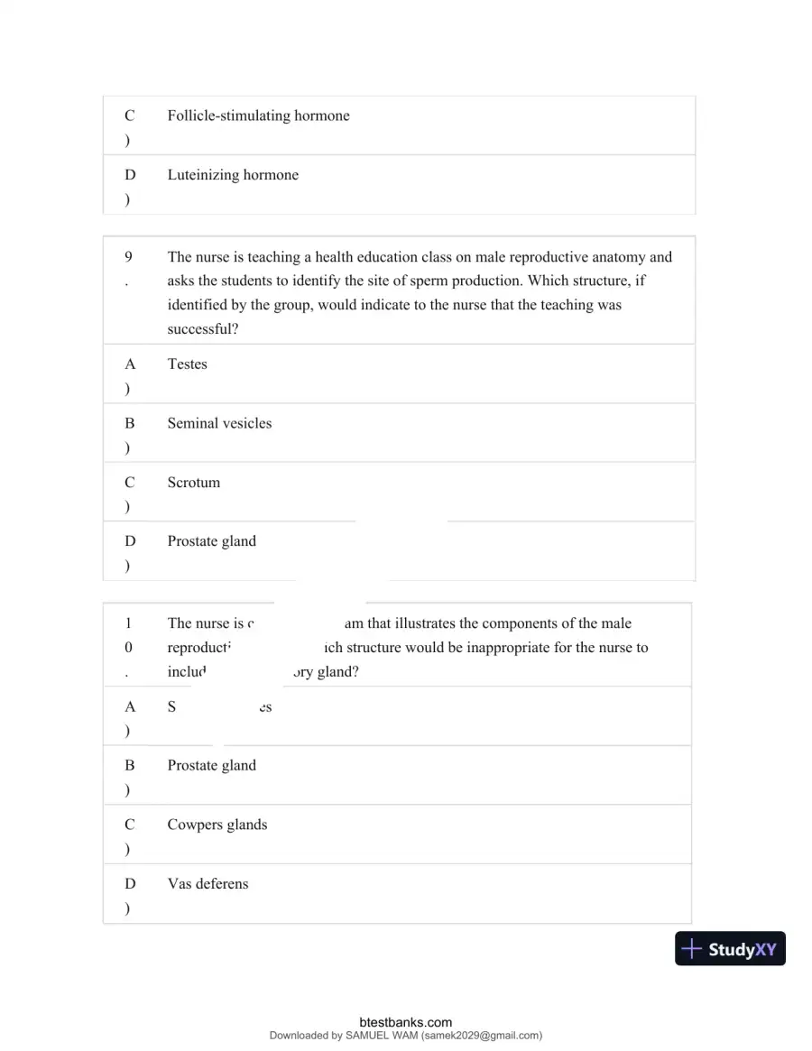 Test Bank for Maternity and Pediatric Nursing, 4th Edition (Chapters 1-51), page 28