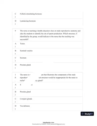 Test Bank for Maternity and Pediatric Nursing, 4th Edition (Chapters 1-51) - Page 28 preview image