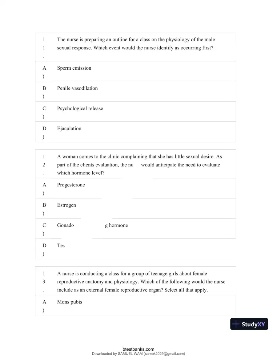 Test Bank for Maternity and Pediatric Nursing, 4th Edition (Chapters 1-51), page 29