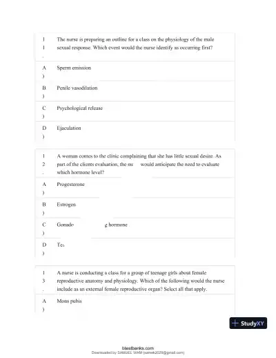 Test Bank for Maternity and Pediatric Nursing, 4th Edition (Chapters 1-51) - Page 29 preview image
