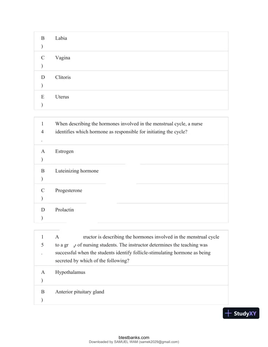 Test Bank for Maternity and Pediatric Nursing, 4th Edition (Chapters 1-51), page 30