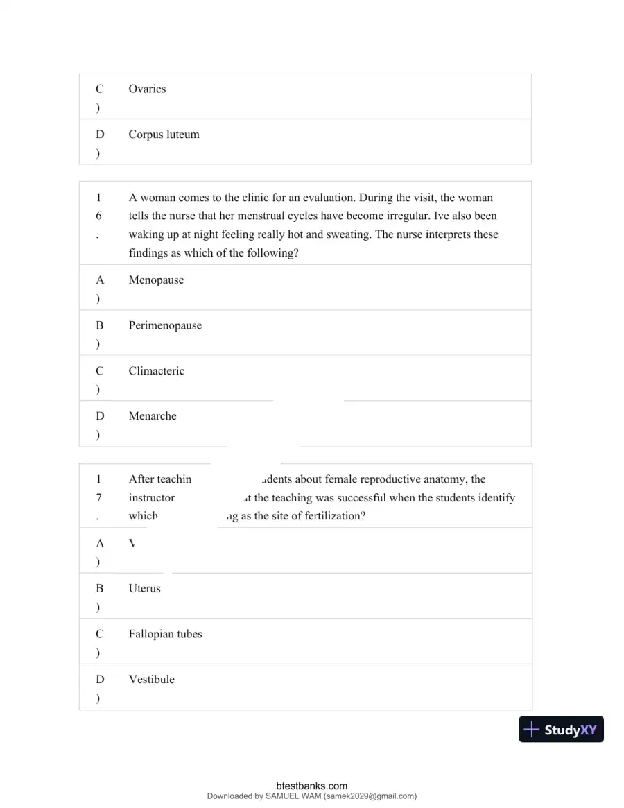 Test Bank for Maternity and Pediatric Nursing, 4th Edition (Chapters 1-51), page 31