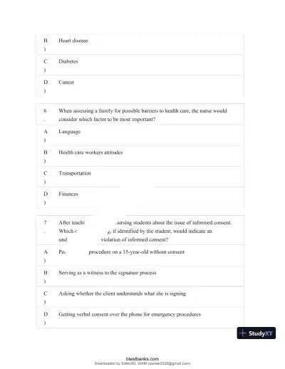 Test Bank for Maternity and Pediatric Nursing, 4th Edition (Chapters 1-51) - Page 4 preview image