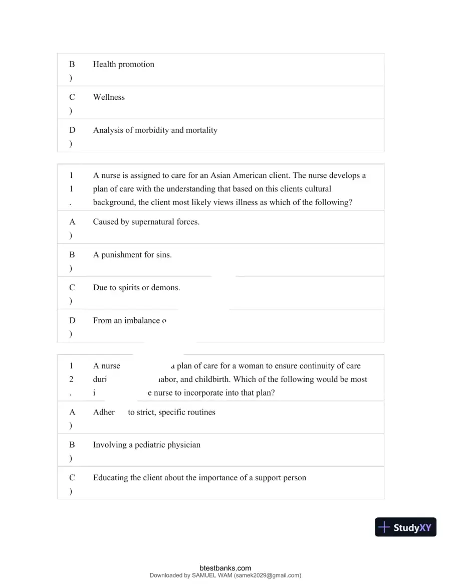 Test Bank for Maternity and Pediatric Nursing, 4th Edition (Chapters 1-51), page 6