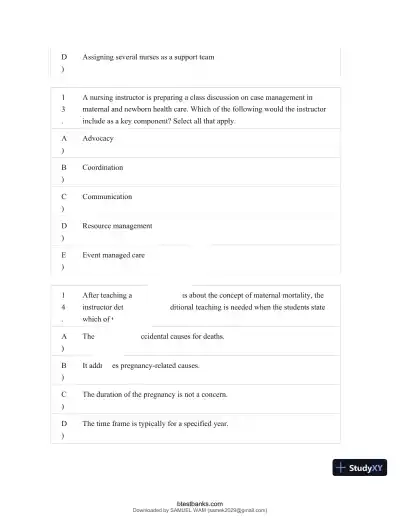 Test Bank for Maternity and Pediatric Nursing, 4th Edition (Chapters 1-51) - Page 7 preview image