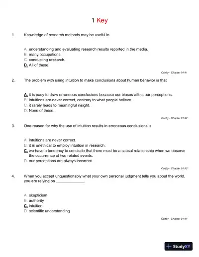 Methods in Behavioral Research 11th Edition Test Bank - Page 15 preview image