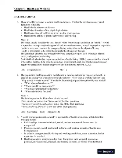 Canadian Fundamentals of Nursing 4th Edition Test Bank - Page 1 preview image