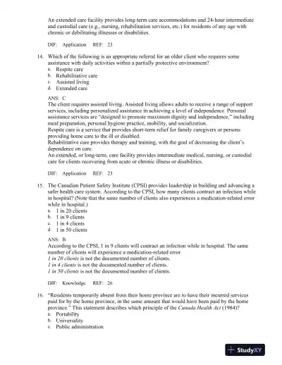 Canadian Fundamentals of Nursing 4th Edition Test Bank - Page 13 preview image
