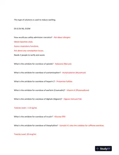 HESI Pharmacology Final Exam With Answers (156 Solved Questions) - Page 7 preview image