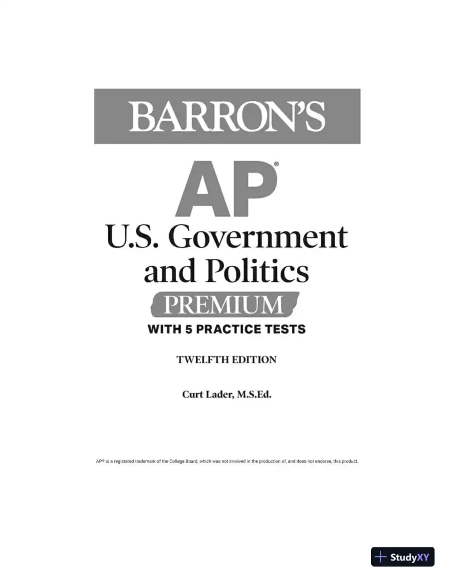AP US Government and Politics Premium: With 5 Practice Tests (2020), page 3