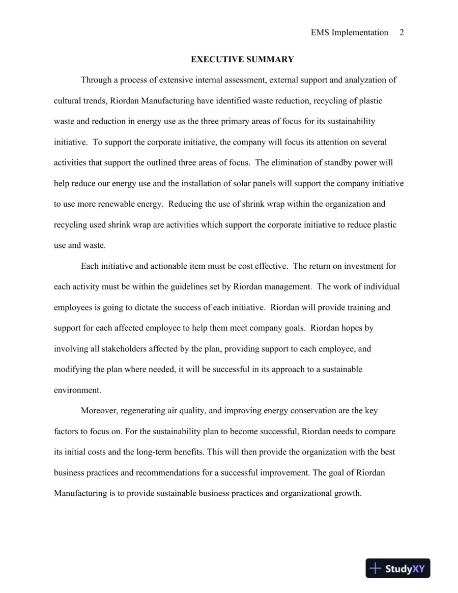 MGT/360 EMS Implementation Plan, page 3
