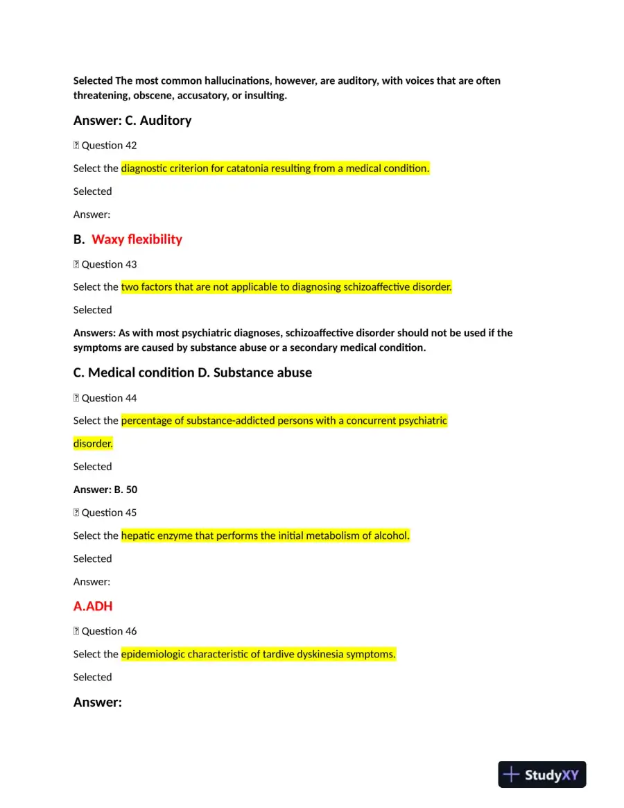 NRNP6635 Psychopathology Final Exam With Answers (231 Solved Questions), page 10
