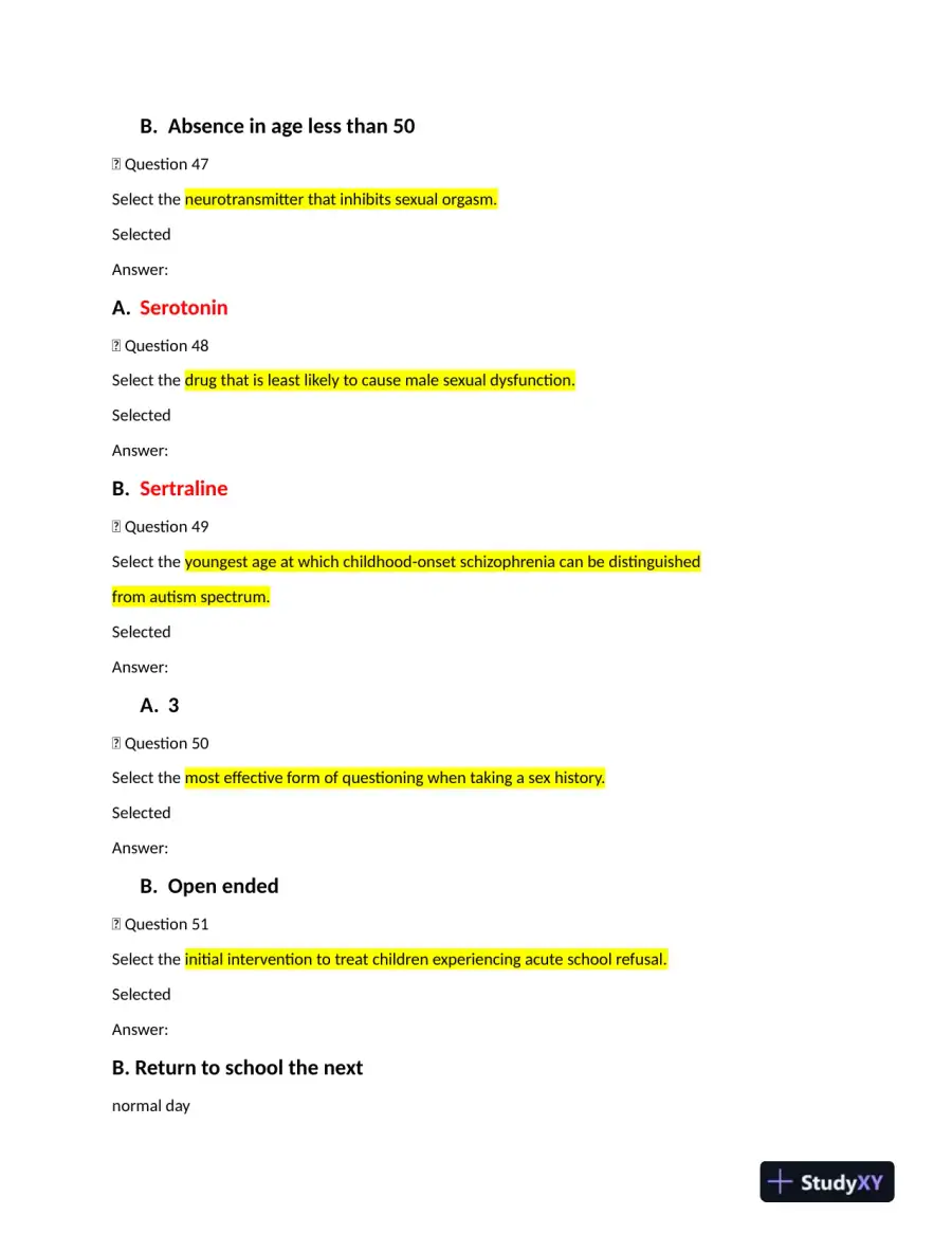 NRNP6635 Psychopathology Final Exam With Answers (231 Solved Questions), page 11