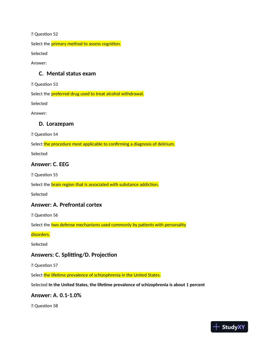 NRNP6635 Psychopathology Final Exam With Answers (231 Solved Questions), page 12